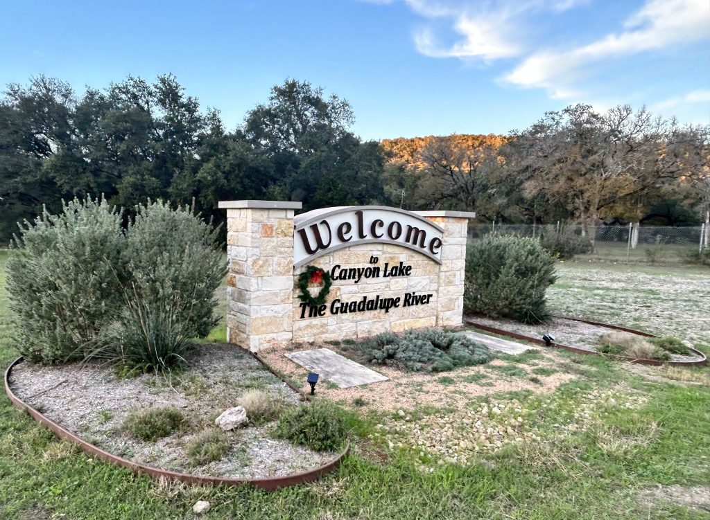 Welcome to Canyon Lake Sign, Canyon Lake, Texas.