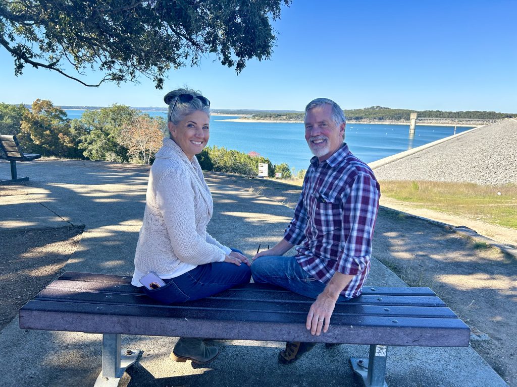Laura and Curtis taking in the view of Canyon Lake from Overlook Park