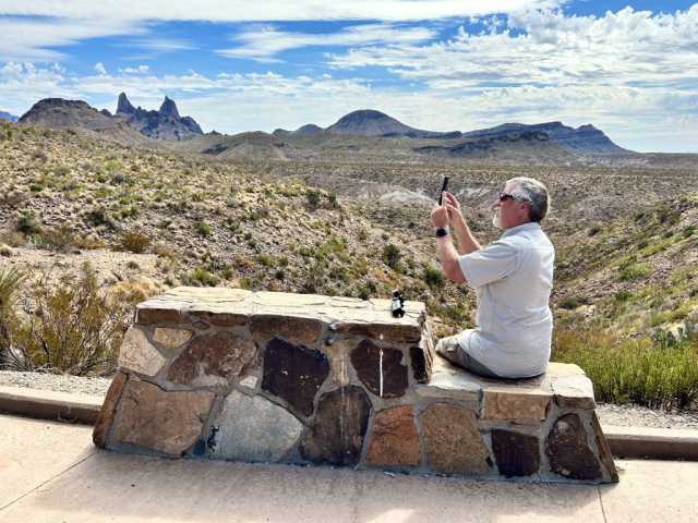 Curtis Takes in the Sights at Mule Ears View Point Big Bend National Park