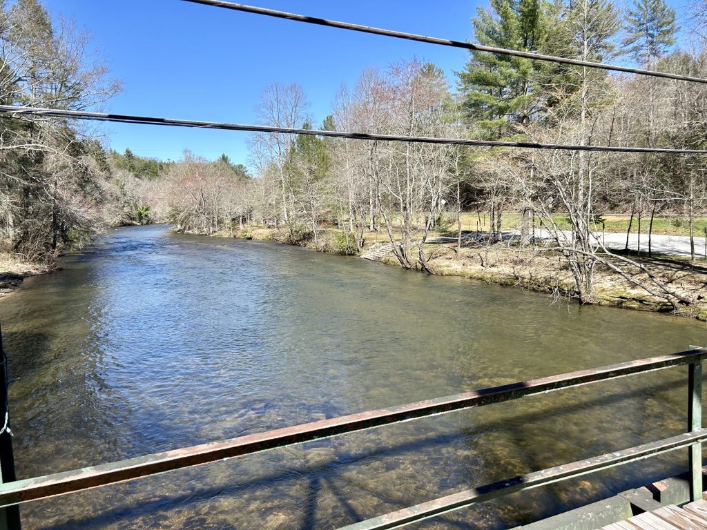 Not too deep, but the river lazily cuts its way southward.