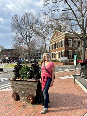 Laura enjoying the afternoon in downtown Dahlonega