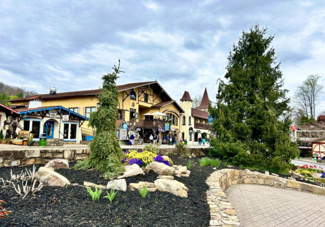 The main street of Helen gives a nod to it's alpine German influence.