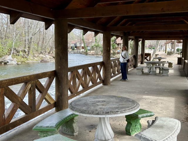 Laura overlooking the Chattahoochee River at Helen, GA