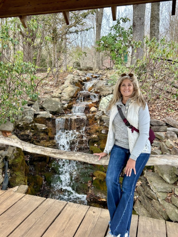 Alana Falls at the small park in Helen, GA