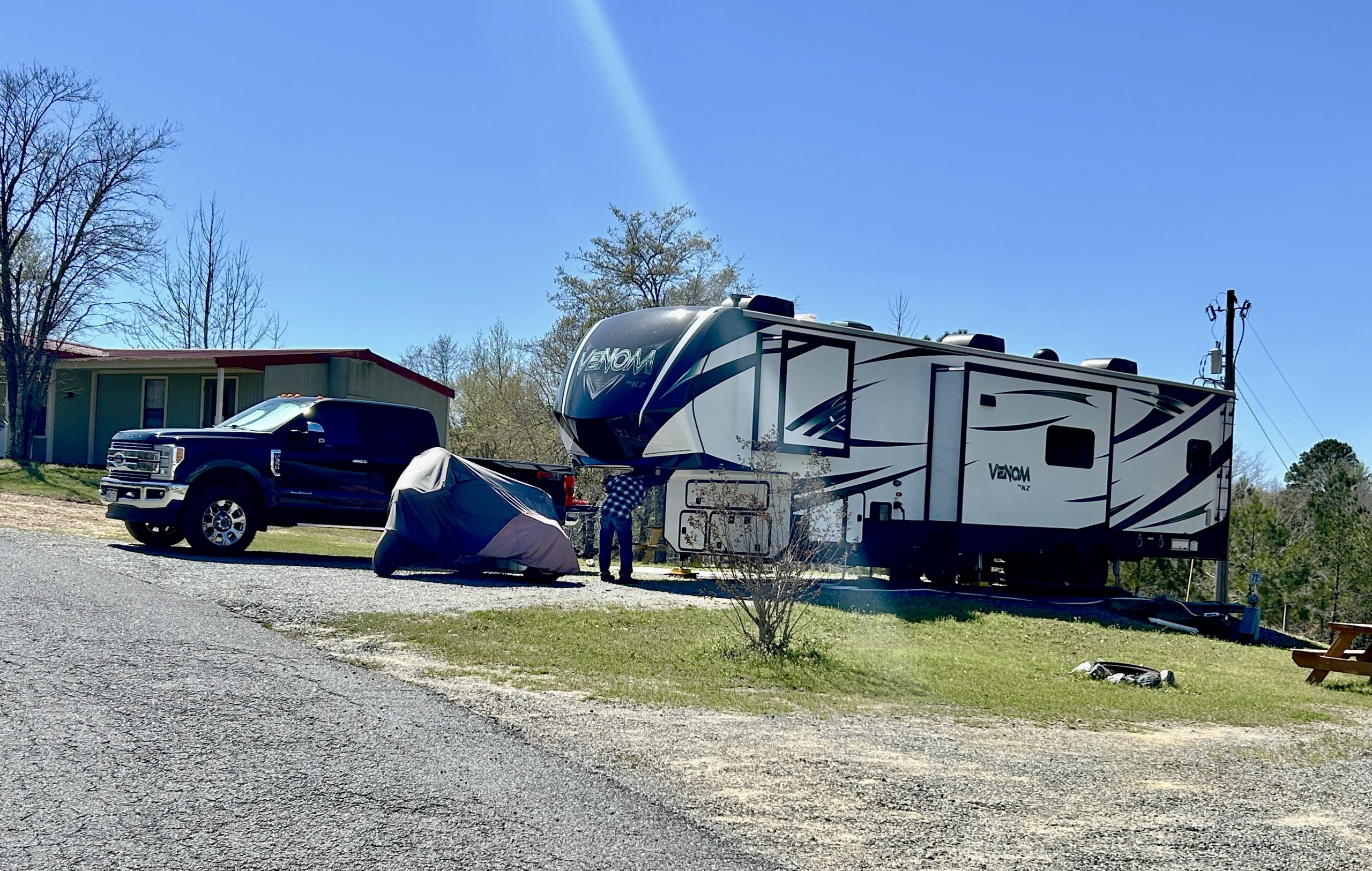 Campsites weren't laid out in a parking-lot manner; rather they were more spread out, taking advantage of the hilly topography.